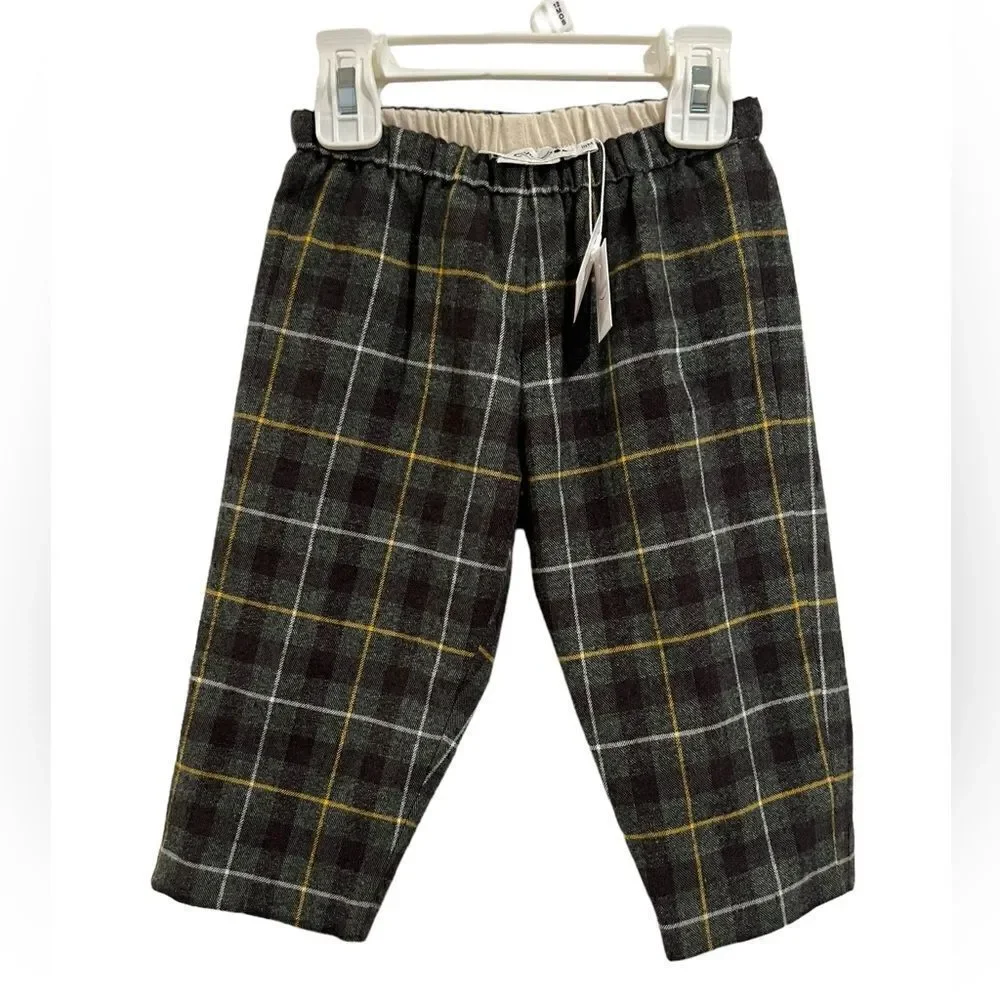 Bonpoint Dandy Green Plaid Pants, New NWT, Checkered, 18 mo
